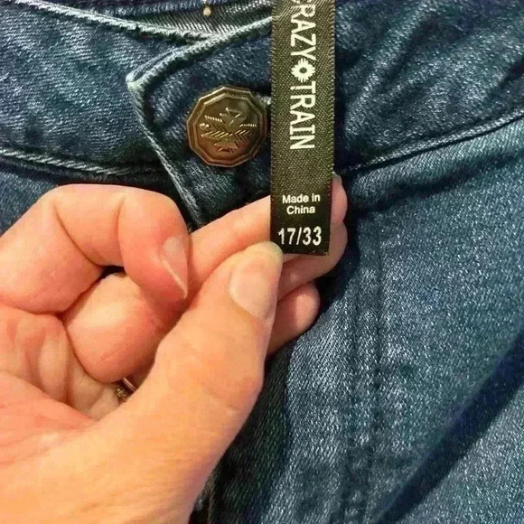 Crazy train extra wide leg cropped denim jeans women’s size 17(33) EUC western - Picture 4 of 5